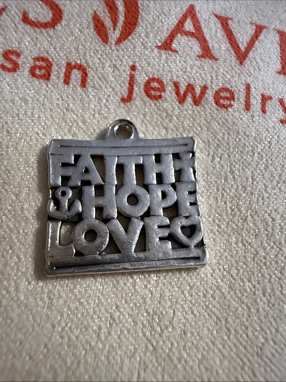 Faith, Hope & Love" Cutout Square charm no jump ring preowned